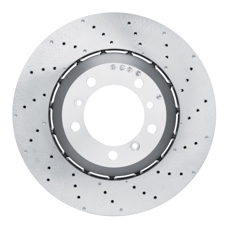 Porsche 911 Brake Rotor (1) - Right Rear - R1 Concepts - Drilled Carbon Alloy GeoMET - `10-`11
